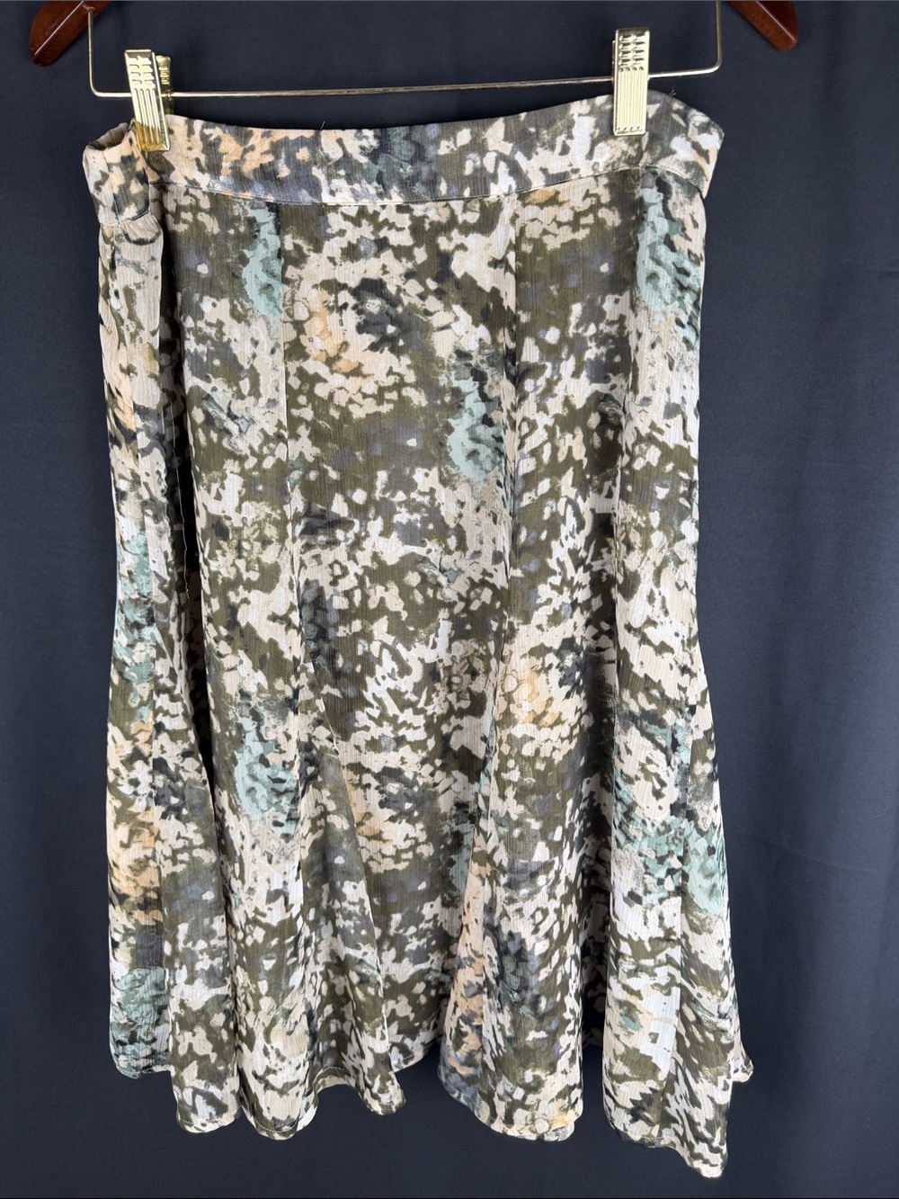 Jaclyn Smith Olive Green and Cream Patterned Skirt